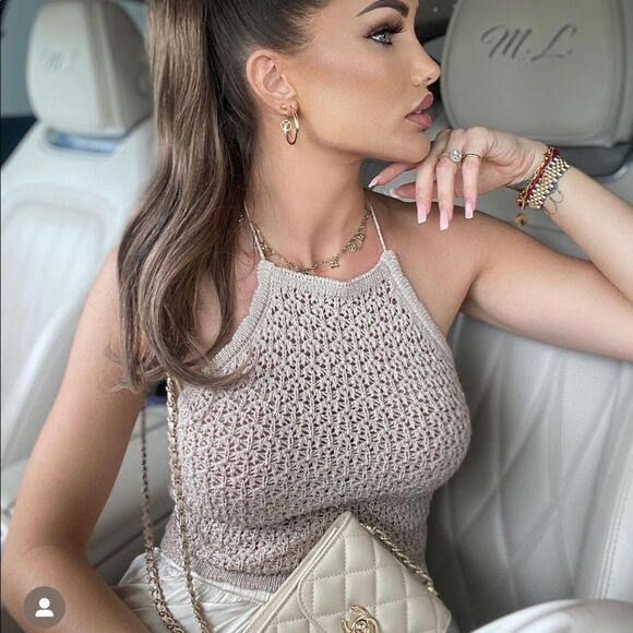 ZARA METALLIC THREAD POINTELLE TOP Size M - Picture 1 of 5